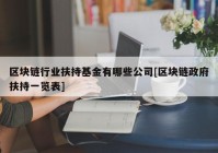 区块链行业扶持基金有哪些公司[区块链政府扶持一览表]