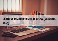 硅谷投资的区块链项目是什么公司[硅谷骗局揭秘]